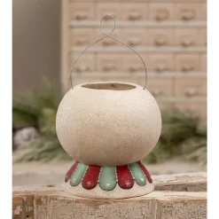 Bethany Lowe 7.75" Minty Beau Snow Glow Lantern Bucket Christmas Decoration JP2033
