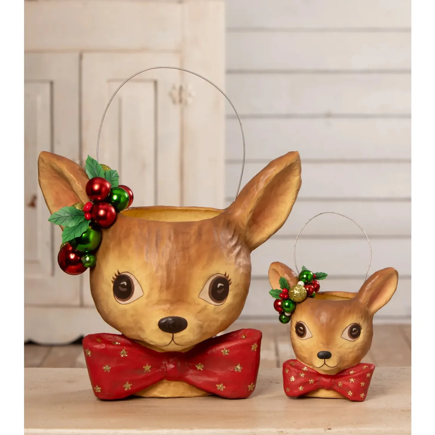 Bethany Lowe Fawnie Bucket Small Or Large Christmas Decoration