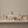 Bethany Lowe Metallic Gold, White, And Silver Glittered Christmas Buildings