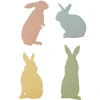 Bethany Lowe Set Of 4 Metal Glittered Easter Bunny Silhouette Decoration TF0109