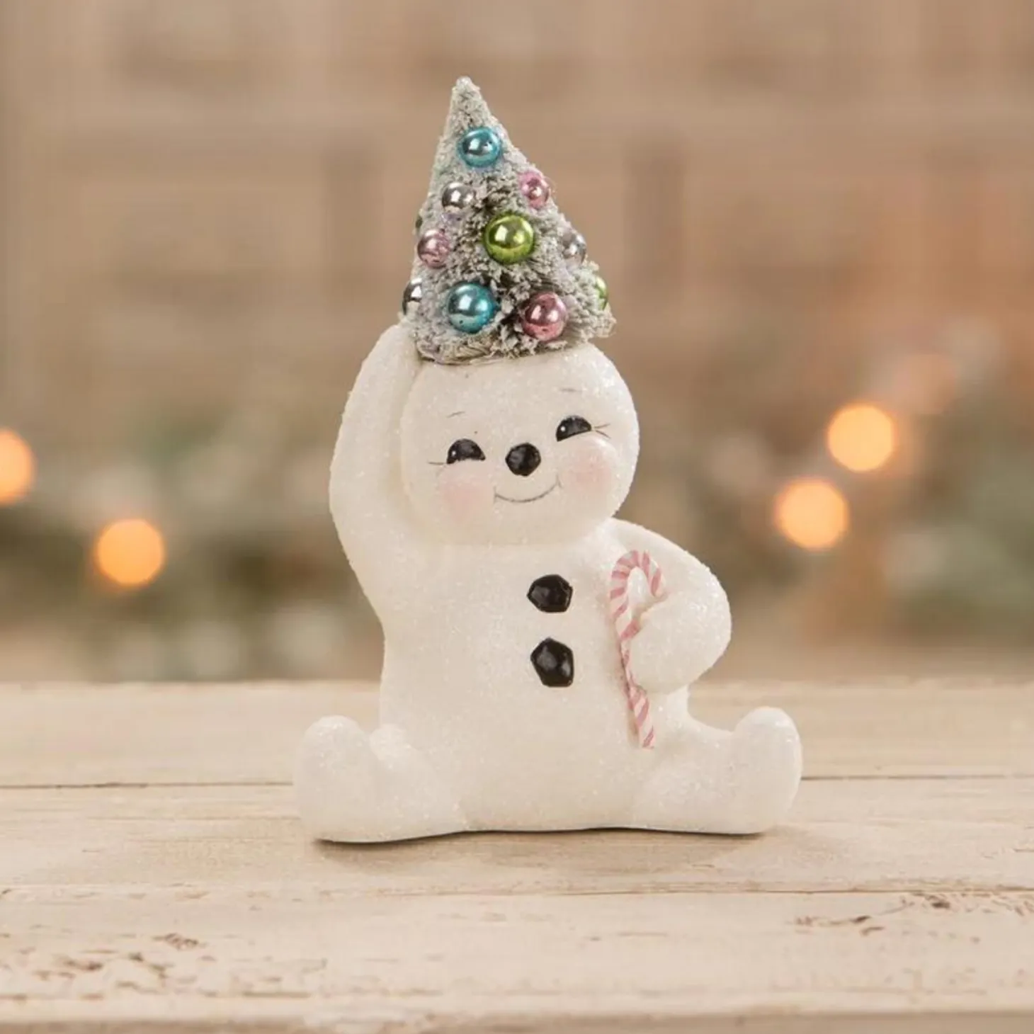 Bethany Lowe Set Of 2 Pastel Snowmen Christmas Figures