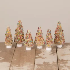 Bethany Lowe Set Of 6 Sprinkles Bottle Brush Trees LC1583