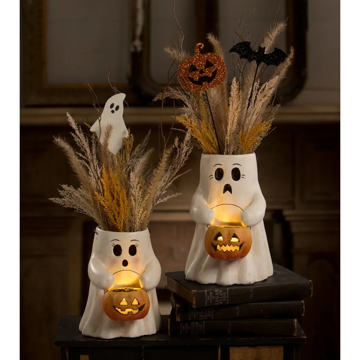 Bethany Lowe Sweet Or Scary Boo With Pumpkin Bucket Halloween Decoration