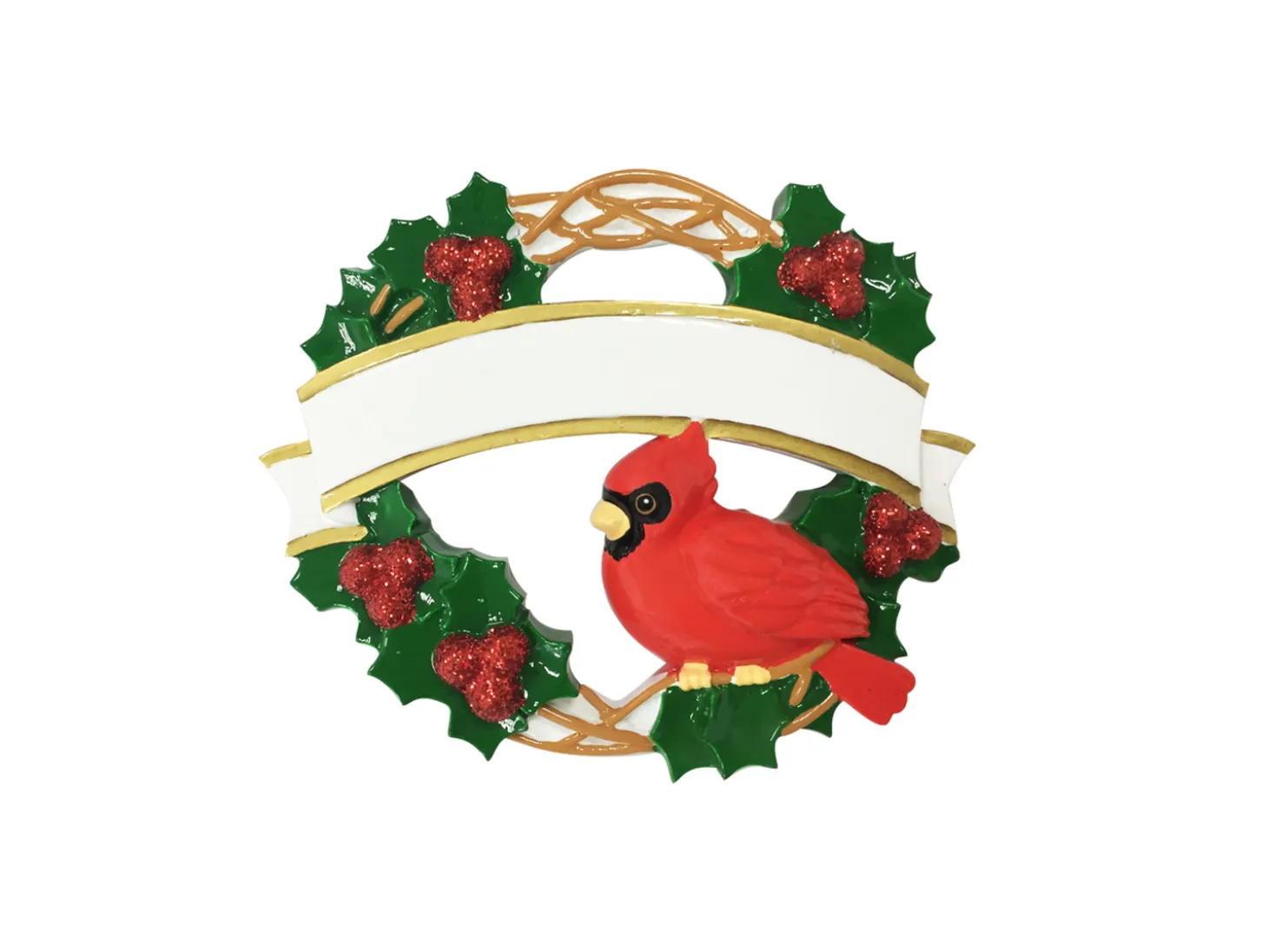 Cardinal With Wreath Personalized Christmas Ornament OR1905