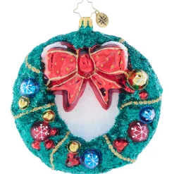 Christopher Radko Enchanted Evergreen Wreath Glass Christmas Ornament 1021960