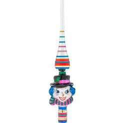 Christopher Radko Shiny Brite Confetti 11.5" Glass Snowman Finial Christmas Tree Topper 4028020