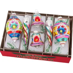 Christopher Radko Shiny Brite Confetti 4" Mixed Shapes Reflector Christmas Ornaments 4028025