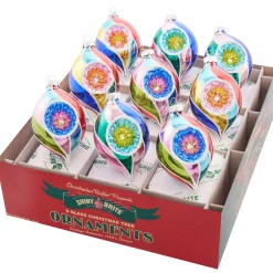 Christopher Radko Shiny Brite Confetti 2.5" Reflector Tulip Christmas Ornaments 4028098