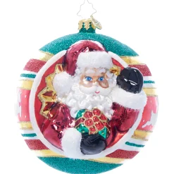 Christopher Radko St. Nick's Spherical Cheer Glass Christmas Ornament 1022067