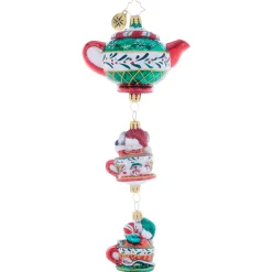 Christopher Radko Two Merry Mischief Makers Teapot Glass Christmas Ornament 1021902