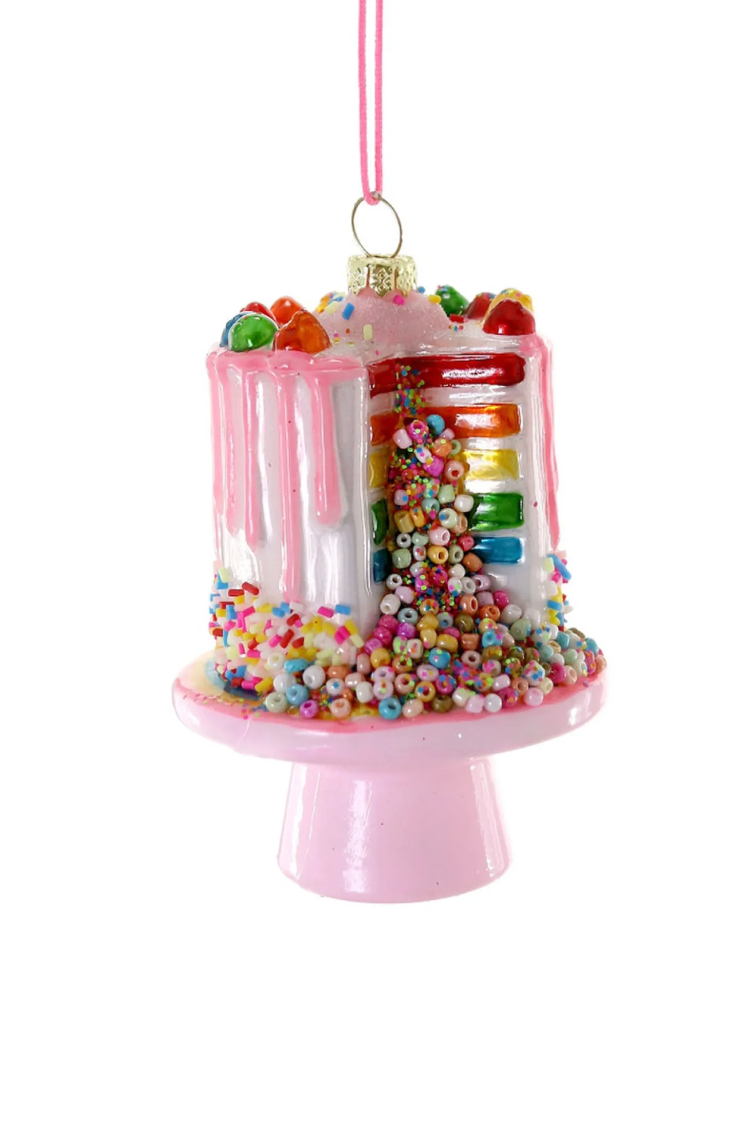Cody Foster 4.25" Confetti Cake Glass Christmas Ornament GO-8139