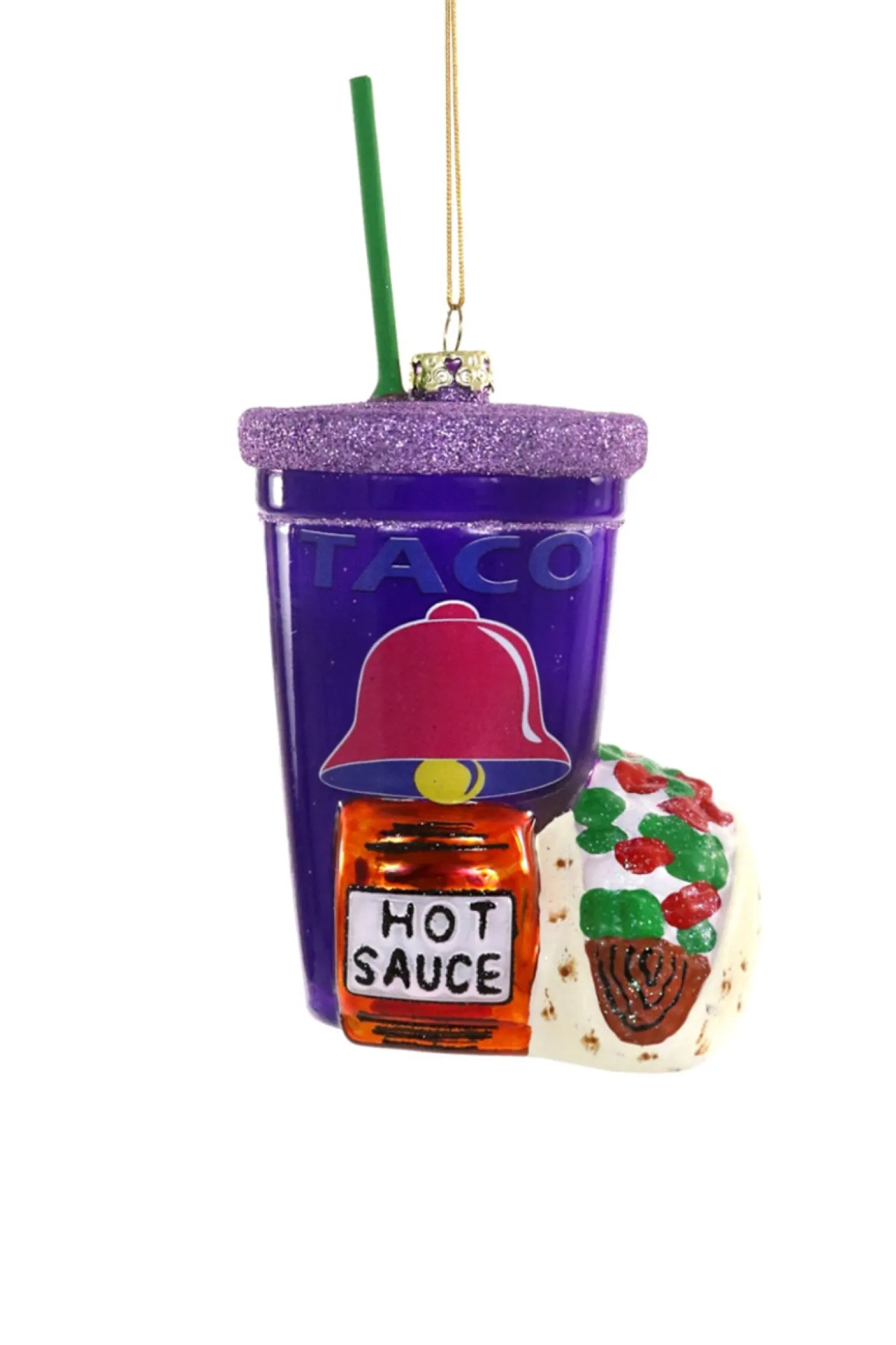 Cody Foster 5.75" Fast Food Taco Glass Christmas Ornament GO-9101