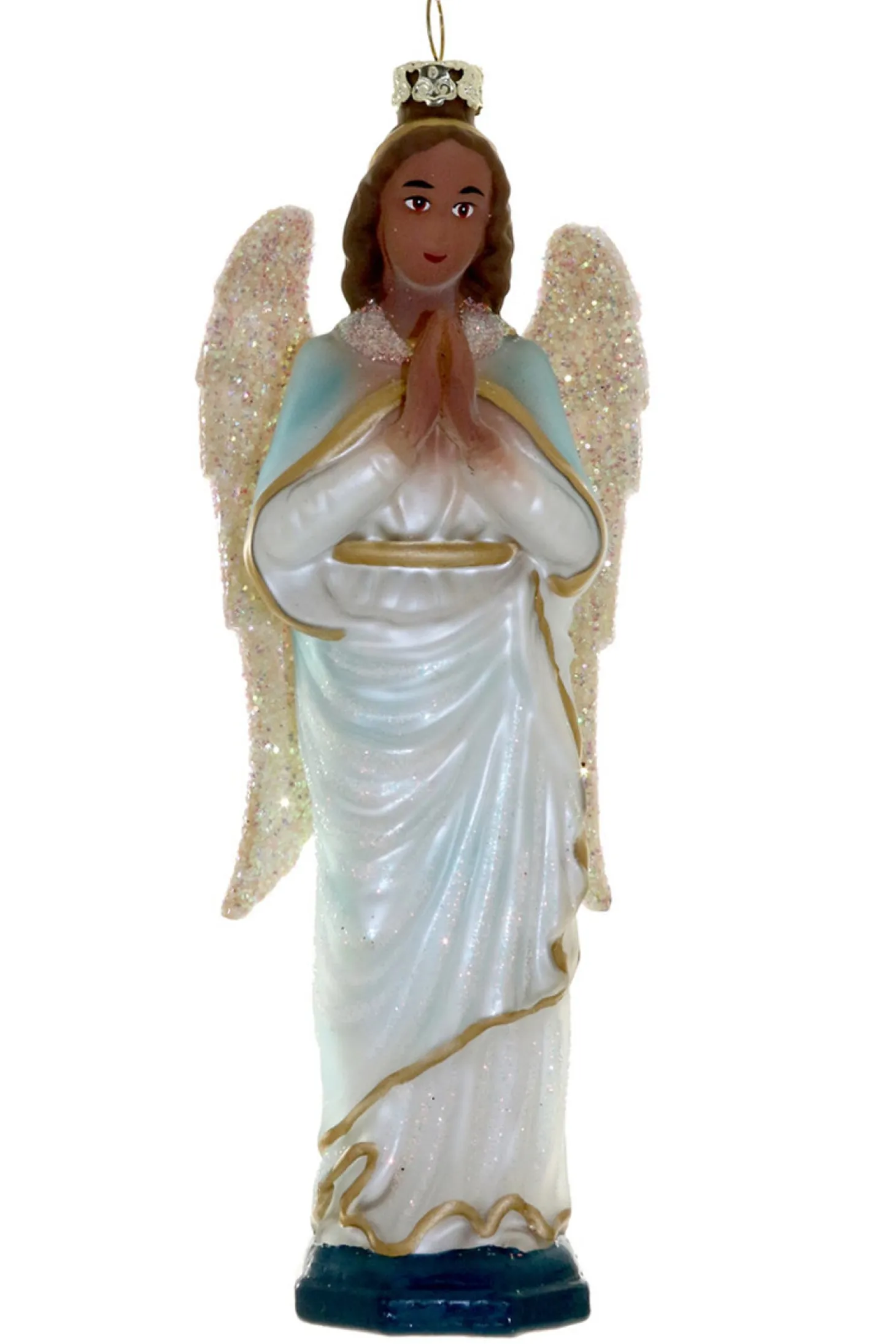 Cody Foster 7.25" Heirloom Angel African American Glass Christmas Ornament GO-6447