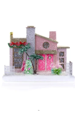 Cody Foster 9" Pink Palm Springs House Vintage Inspired Putz Christmas House HOU-396