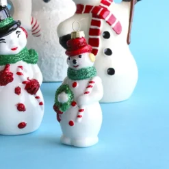 Cody Foster 4.5" Snowman With Candy Cane Glass Christmas Ornament GO-8879