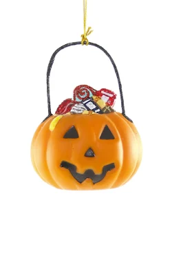 Cody Foster 3" Trick Or Treat Jack-O-Lantern Candy Pail Glass Halloween Ornament GL-727