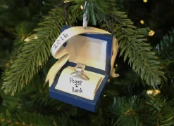 Couples Engagement Ring In A Box Personalized Christmas Ornament