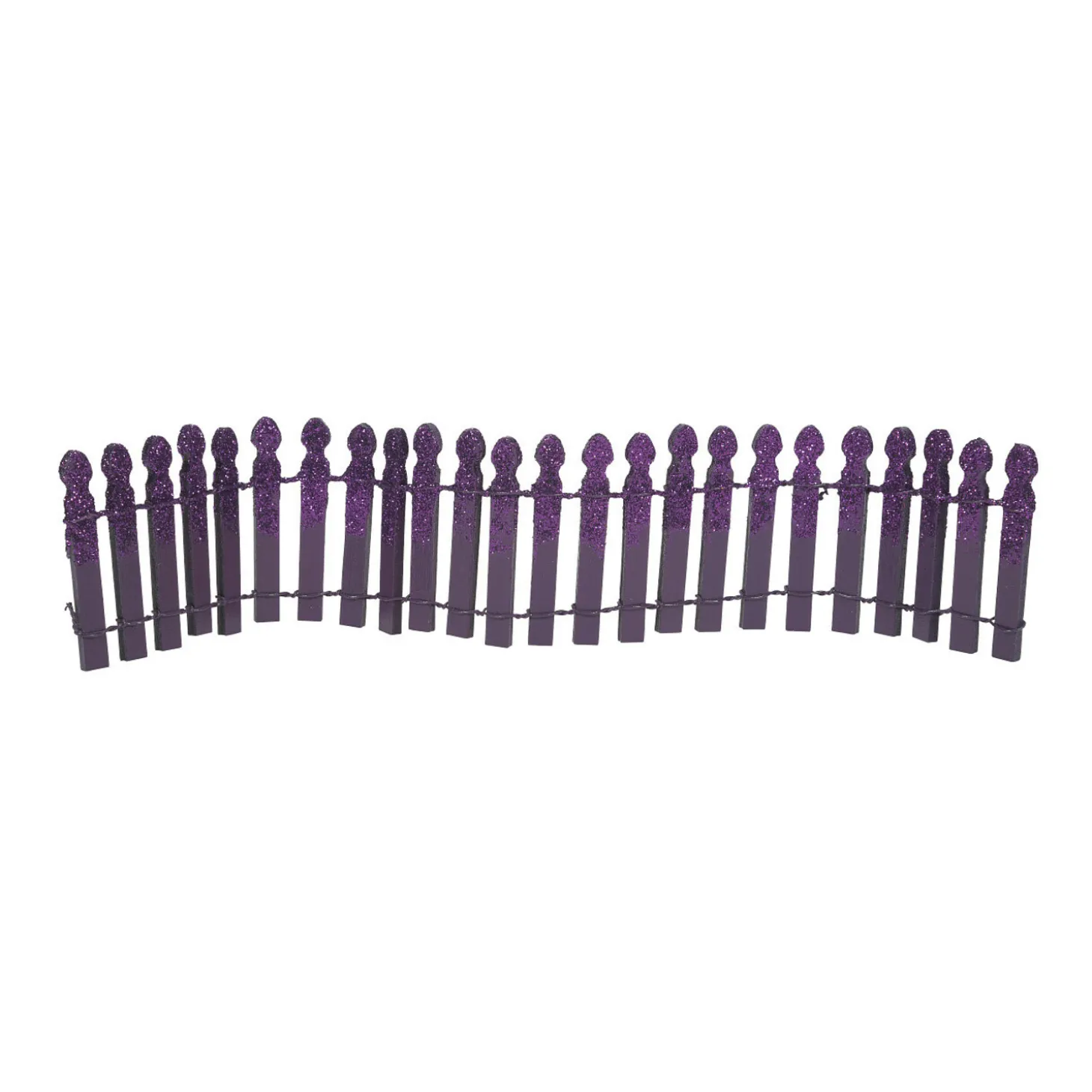 Department 56 Halloween Village Pumpkin Orange Or Ghoulish Purple Glitter Fence