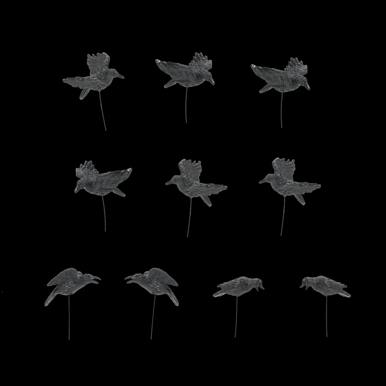 Department 56 Set Of 10 Halloween Village Crows Accessory 6010451