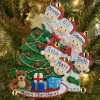 Family Of 6 Around The Christmas Tree Personalized Ornament OR1789-6