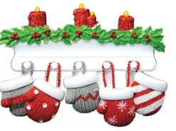 Family Personalized Christmas Ornament With 5 Mittens