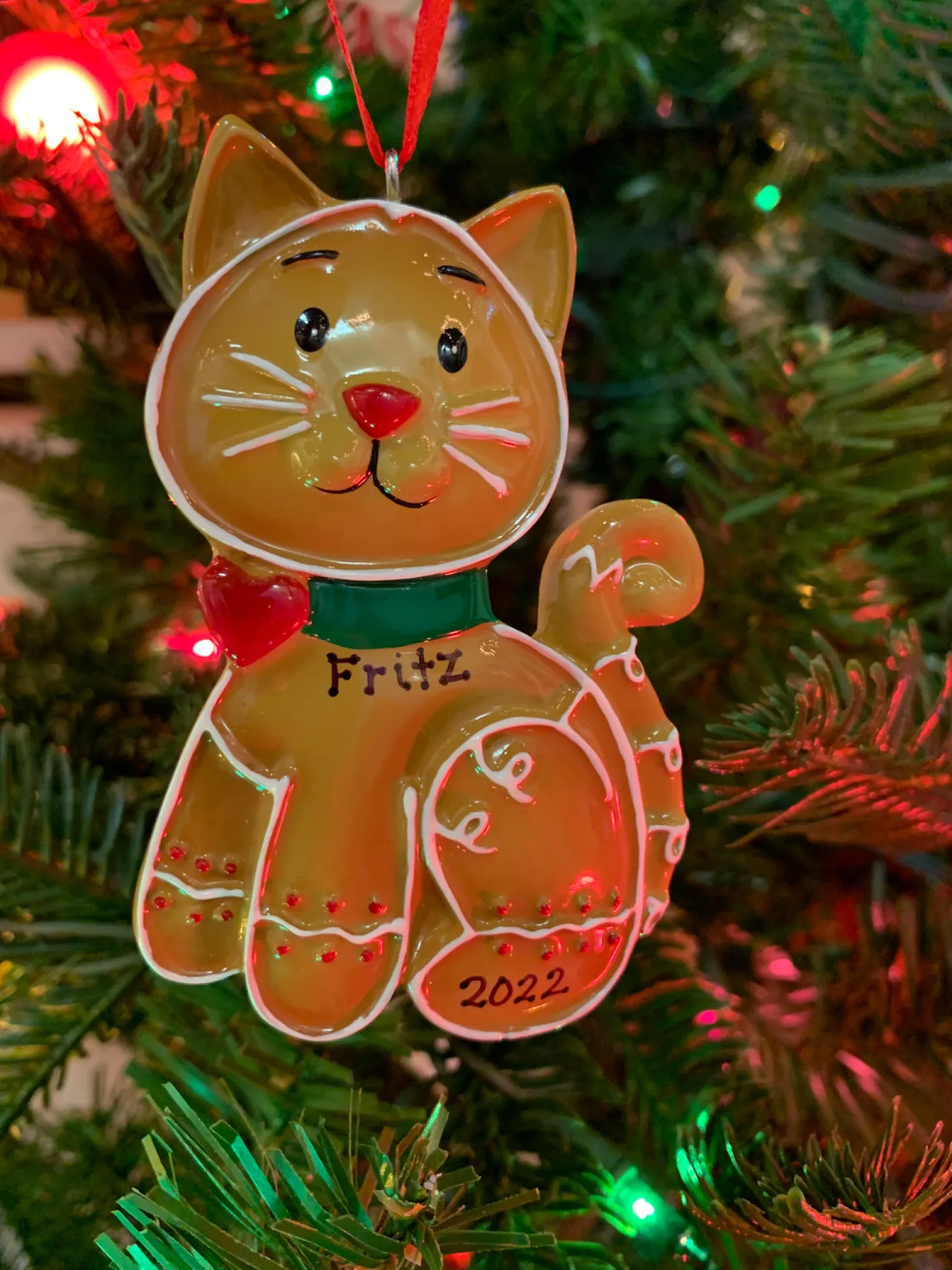 Gingerbread Cat Personalized Christmas Ornament OR1221