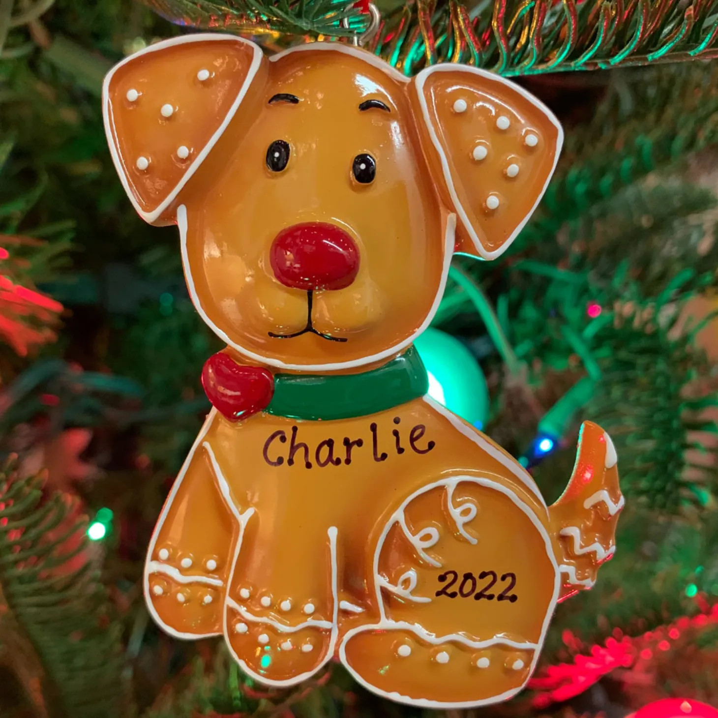 Gingerbread Cookie Puppy Dog Personalized Christmas Ornament OR1222