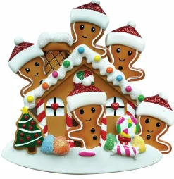 Gingerbread House Family Of 5 Personalized Christmas Ornament OR1872-5