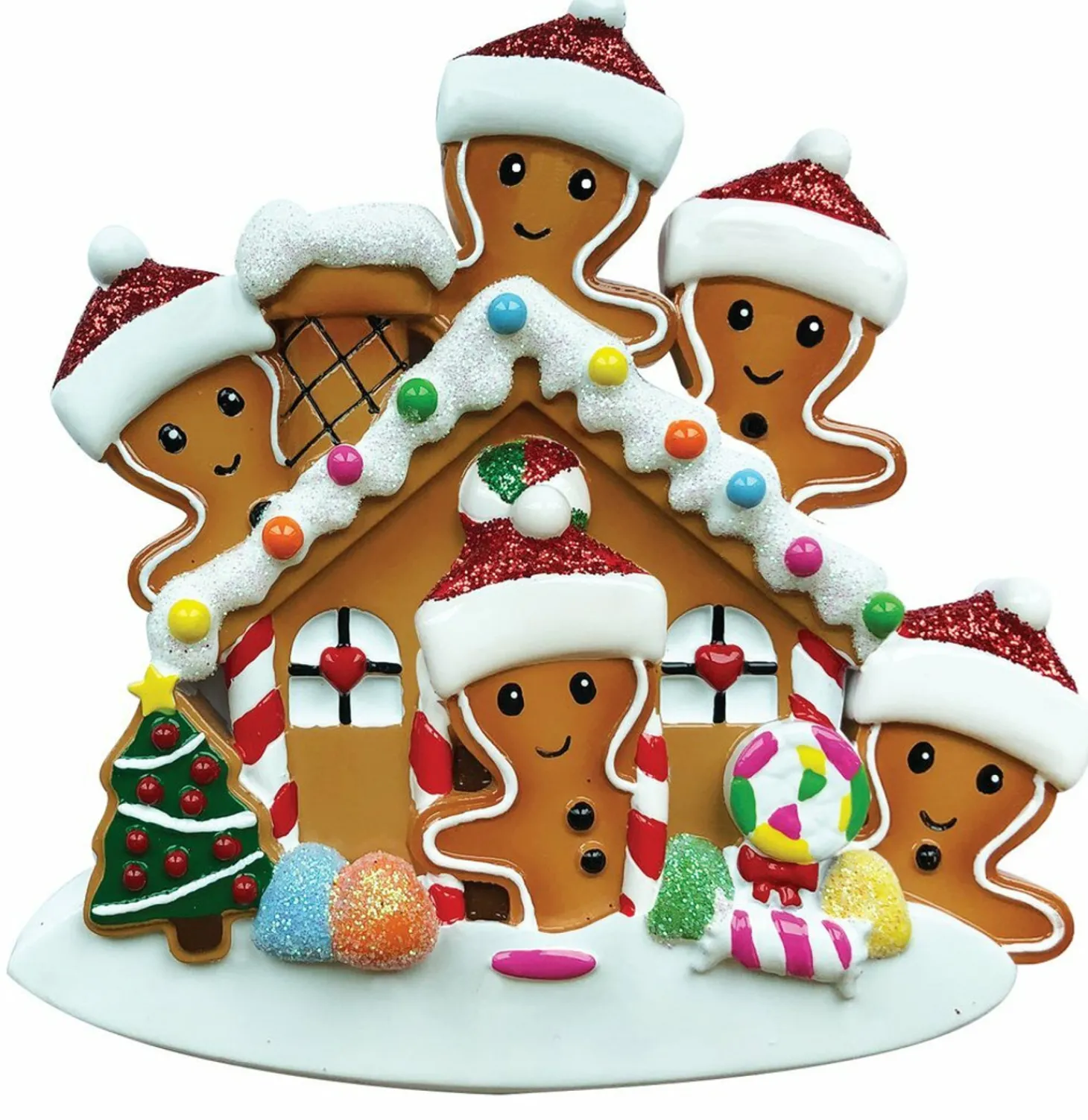 Gingerbread House Family Of 5 Personalized Christmas Ornament OR1872-5