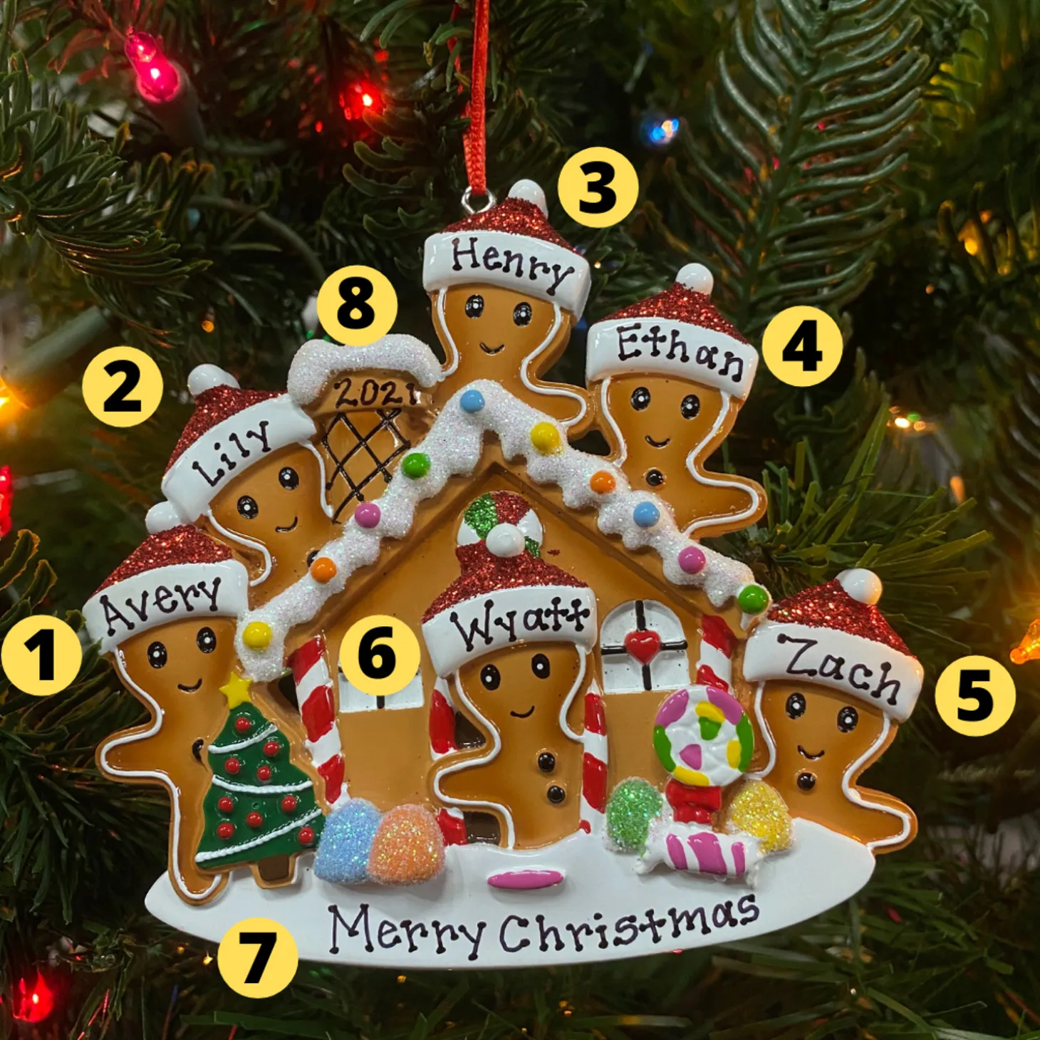 Gingerbread House Family Of 6 Personalized Christmas Ornament OR1872-6