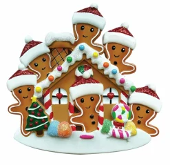 Gingerbread House Family Of 6 Personalized Christmas Ornament OR1872-6