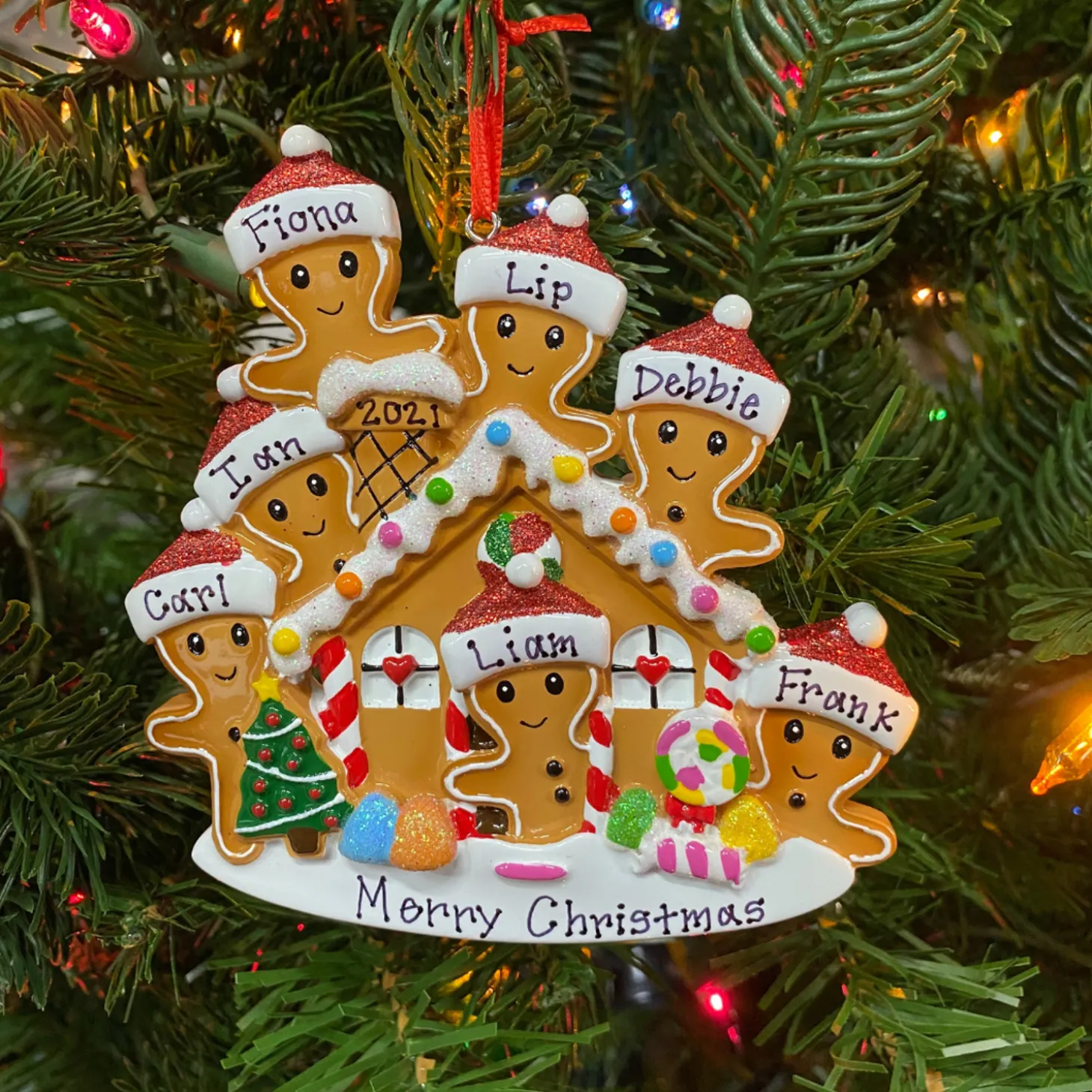 Gingerbread House Family Of 7 Personalized Christmas Ornament OR1872-7