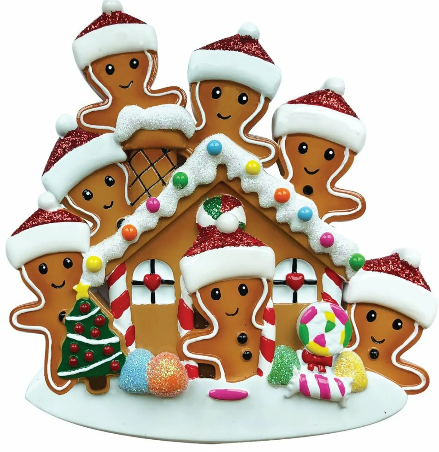 Gingerbread House Family Of 7 Personalized Christmas Ornament OR1872-7