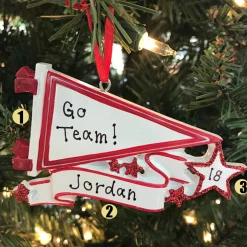 Glittered Red Sports Pennant Personalized Christmas Ornament OR1558-RD
