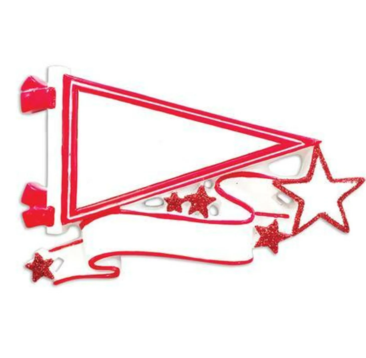 Glittered Red Sports Pennant Personalized Christmas Ornament OR1558-RD
