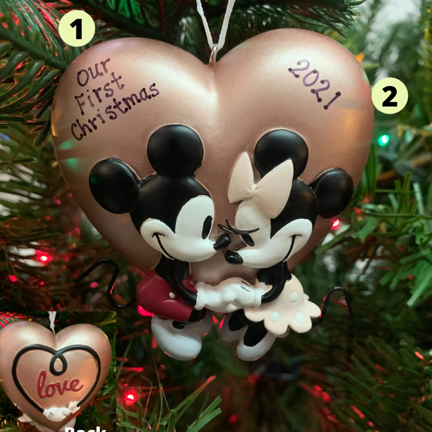 Hallmark 3.6" Mickey And Minnie Love Personalized Christmas Ornament 2HCM9578