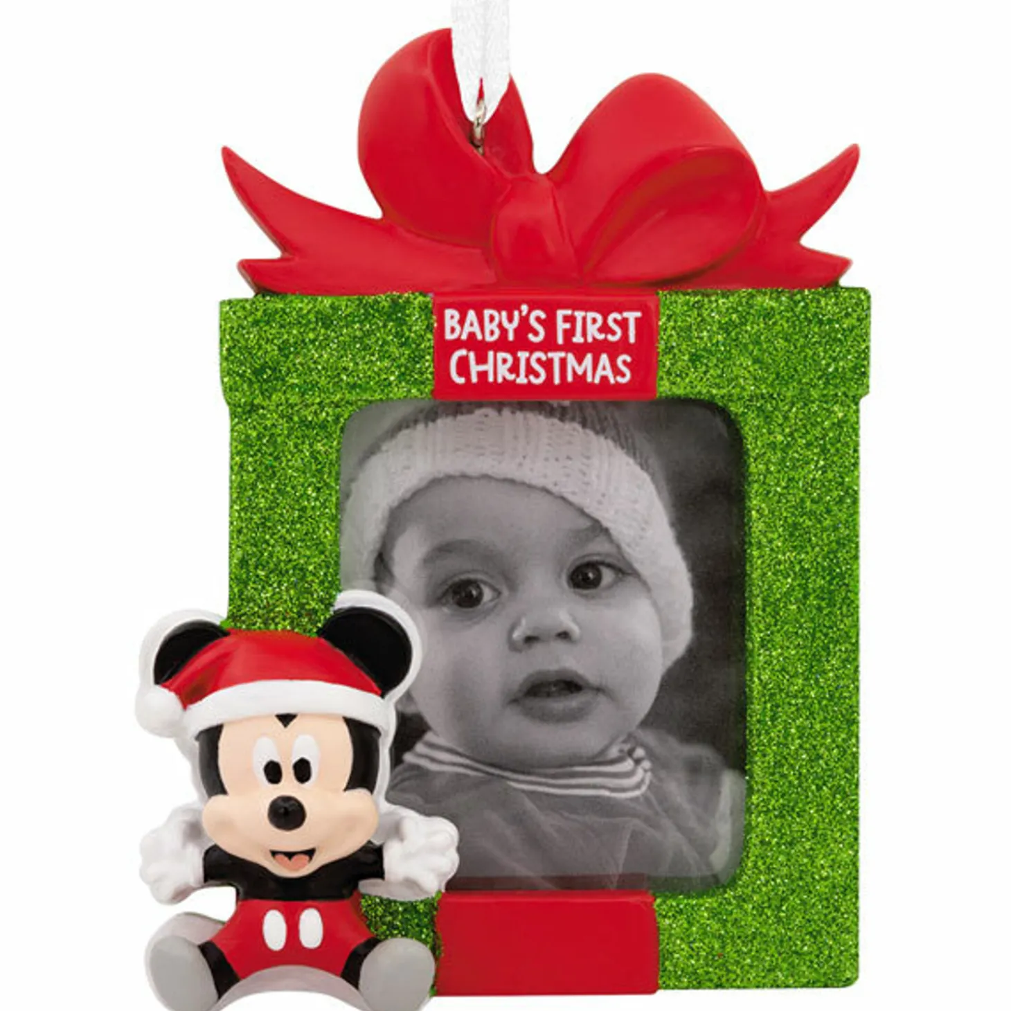 Hallmark 3" Mickey Baby's First Christmas Photo Holder Personalized Ornament 3HCM0996
