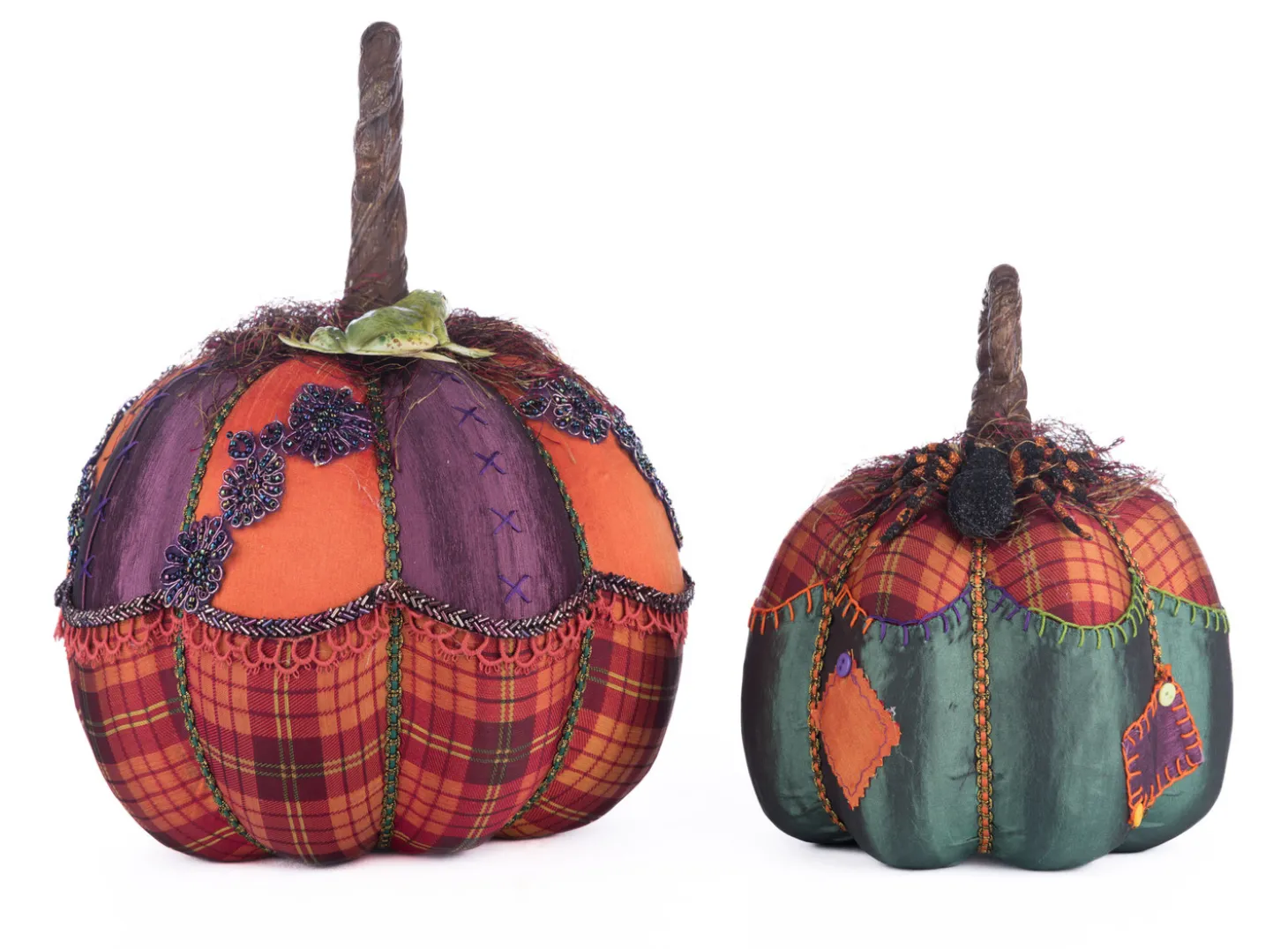 Katherine's Collection 12.5" Broomstick Acres Pumpkins Set Of 2 Halloween Decoration 28-428181