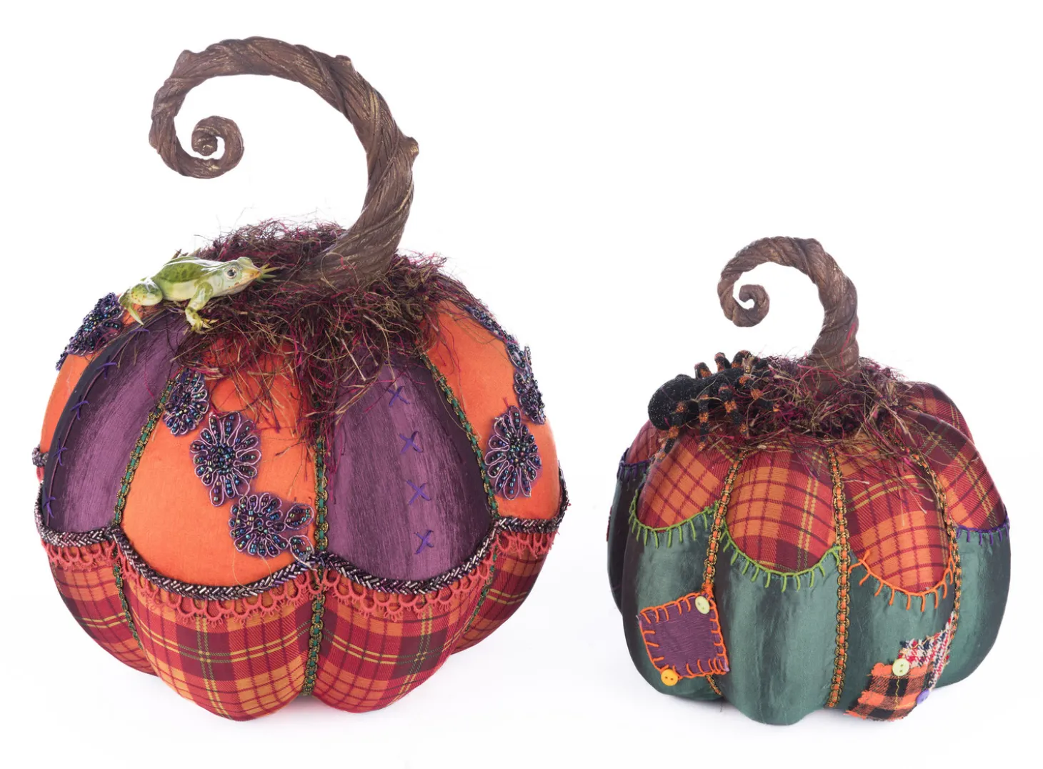 Katherine's Collection 12.5" Broomstick Acres Pumpkins Set Of 2 Halloween Decoration 28-428181