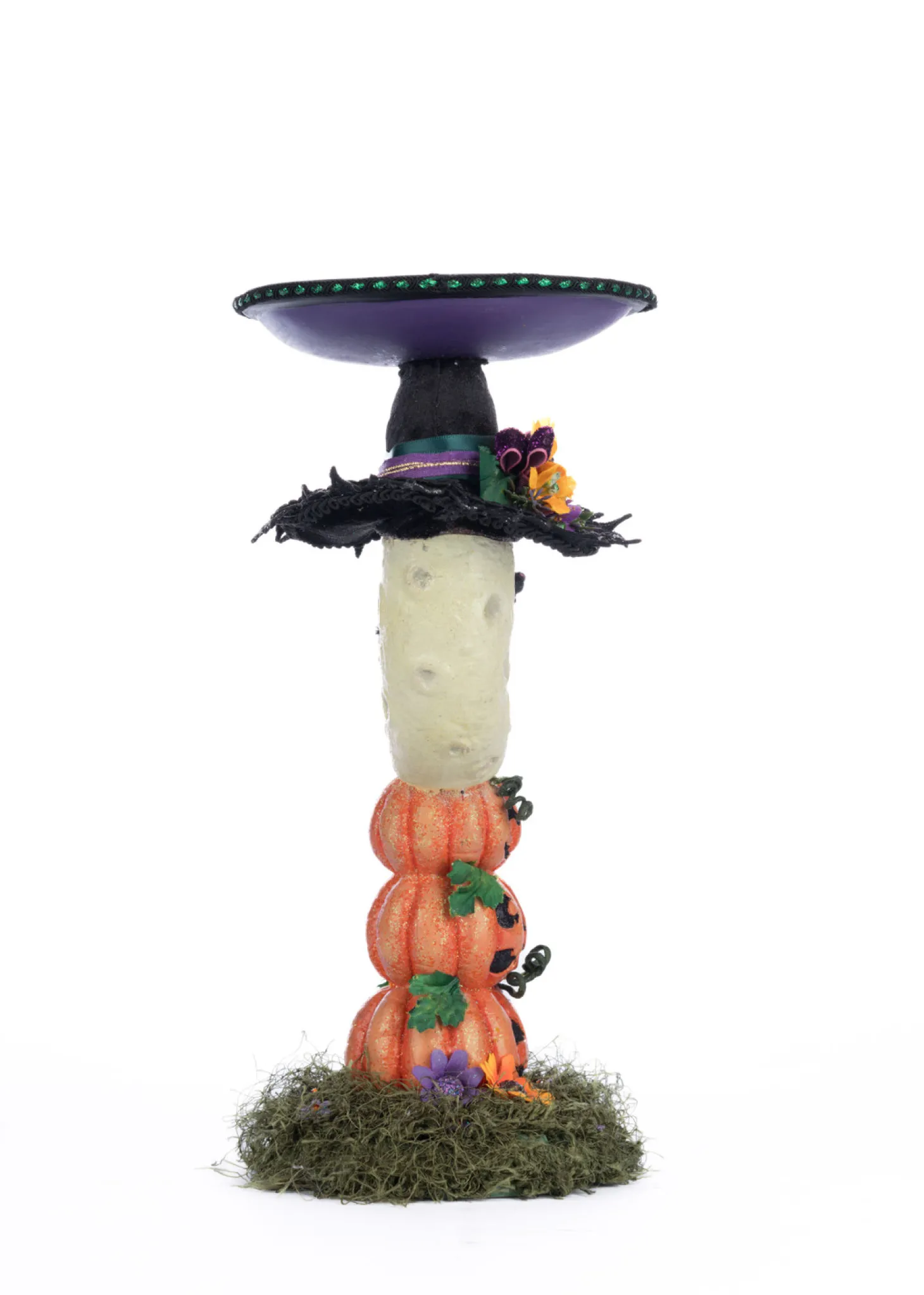 Katherine's Collection 17" Glow In The Dark Jacks And Cats Moon Halloween Pillar Candle Holder 28-428196