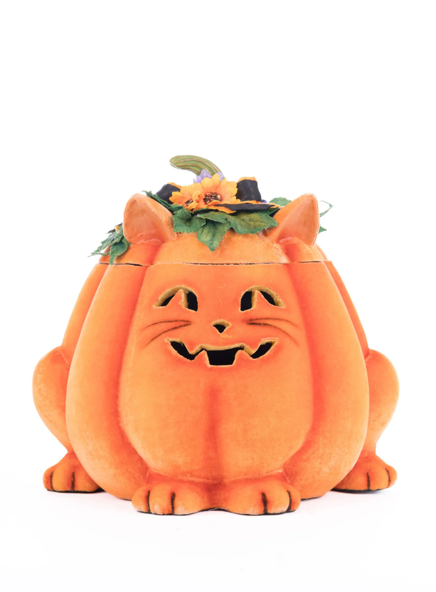Katherine's Collection 11.5" Jackie The Kitty Cat Pumpkin Halloween Candy Container 28-428204