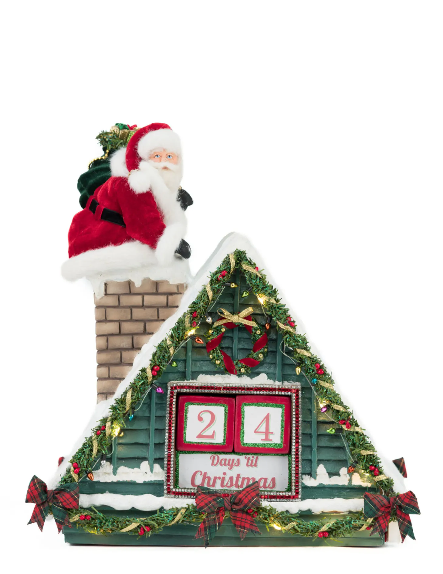 Katherine's Collection 13" Lighted Santa In Chimney Christmas Countdown Decoration 28-428277