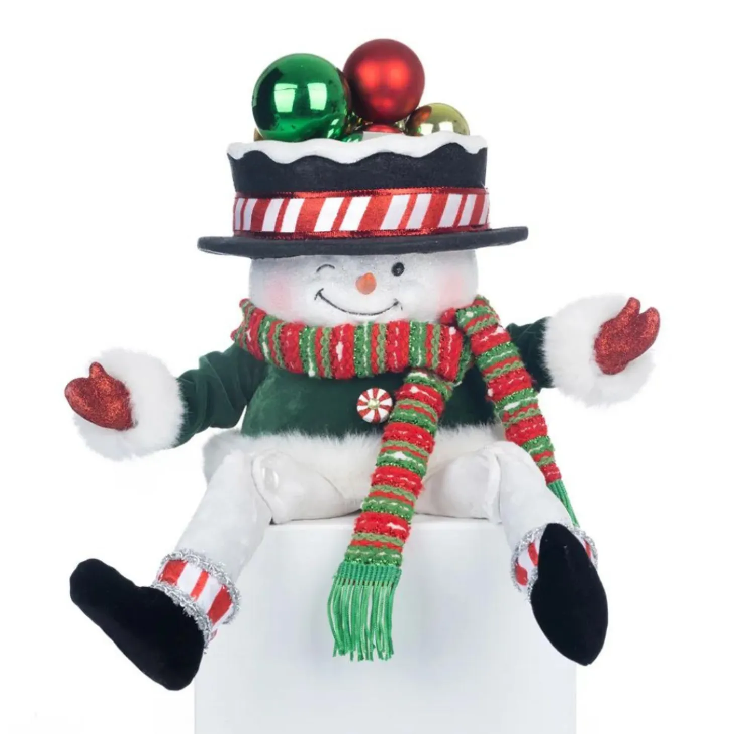 Katherine's Collection 13.25" Peppermint Palace Snowman Christmas Candy Container Lanky Leg 28-328529