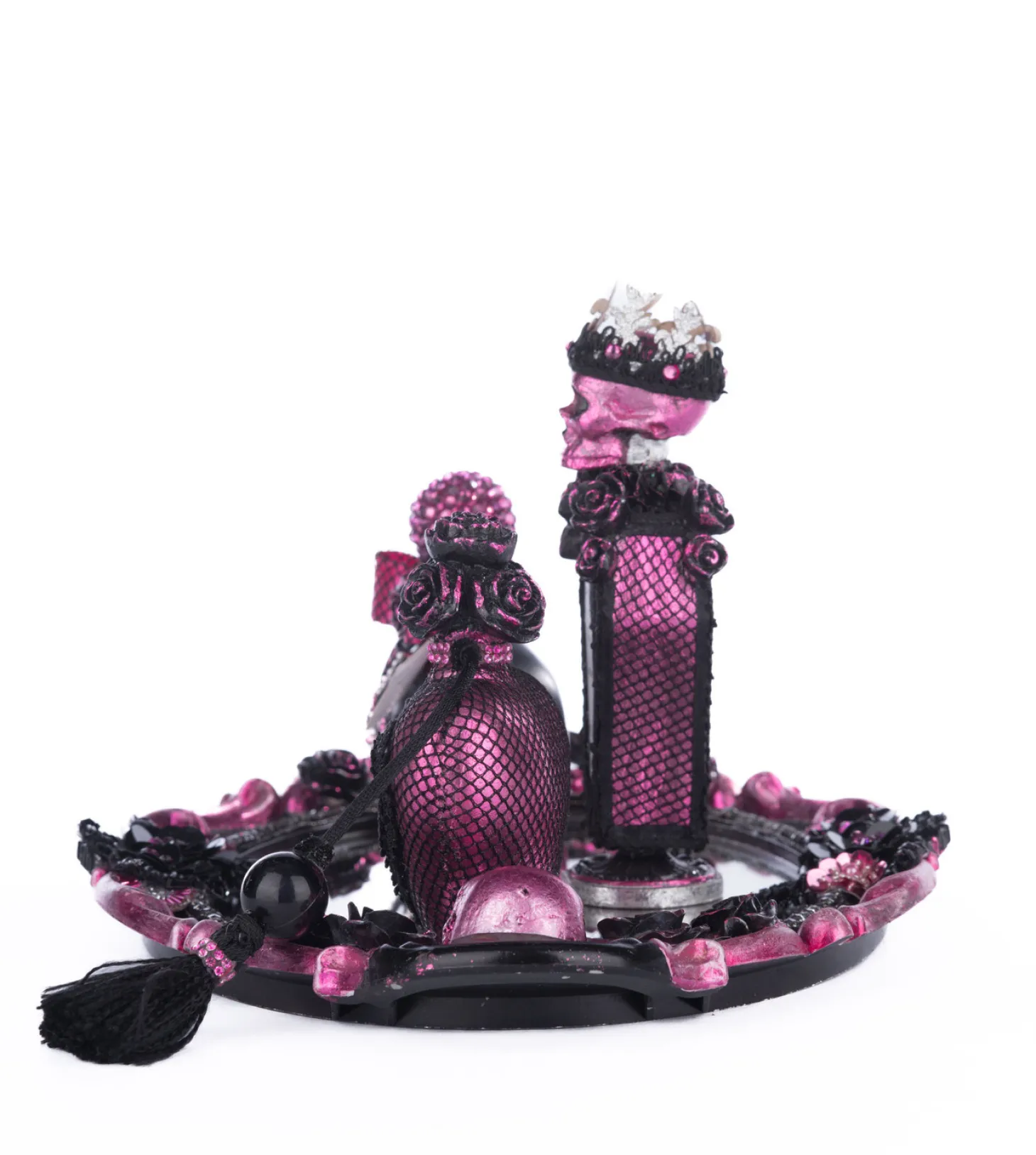 Katherine's Collection 7.25" Pink Passion Vanity Tray With Bottles Set Halloween Decoration 28-428154