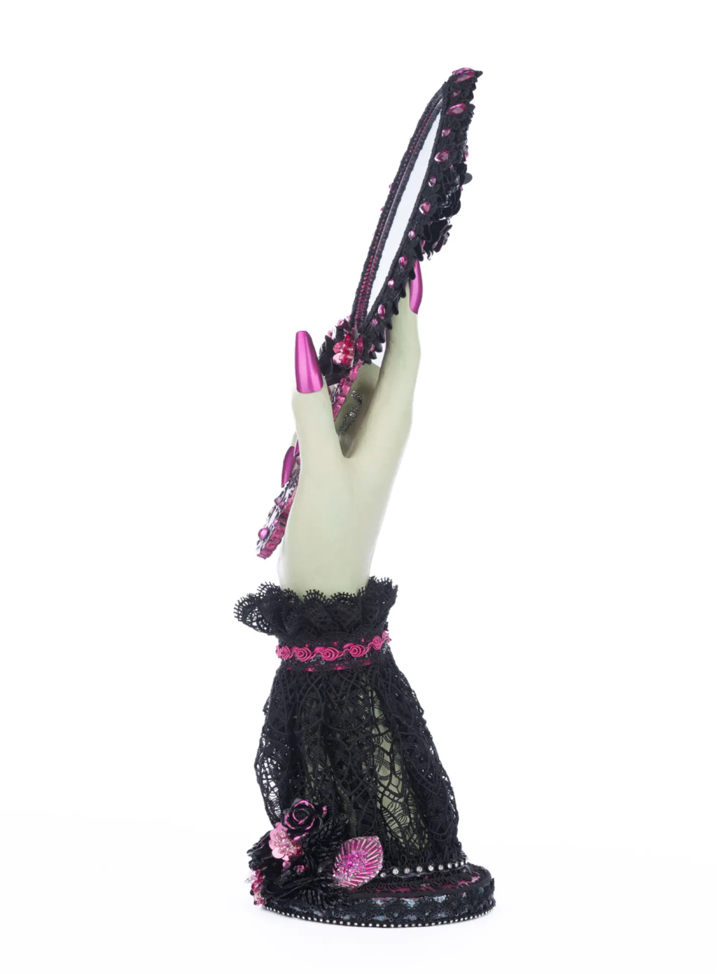 Katherine's Collection 16.5" Pink Panic Hand Held Mirror With Hand Halloween Decoration 28-428401