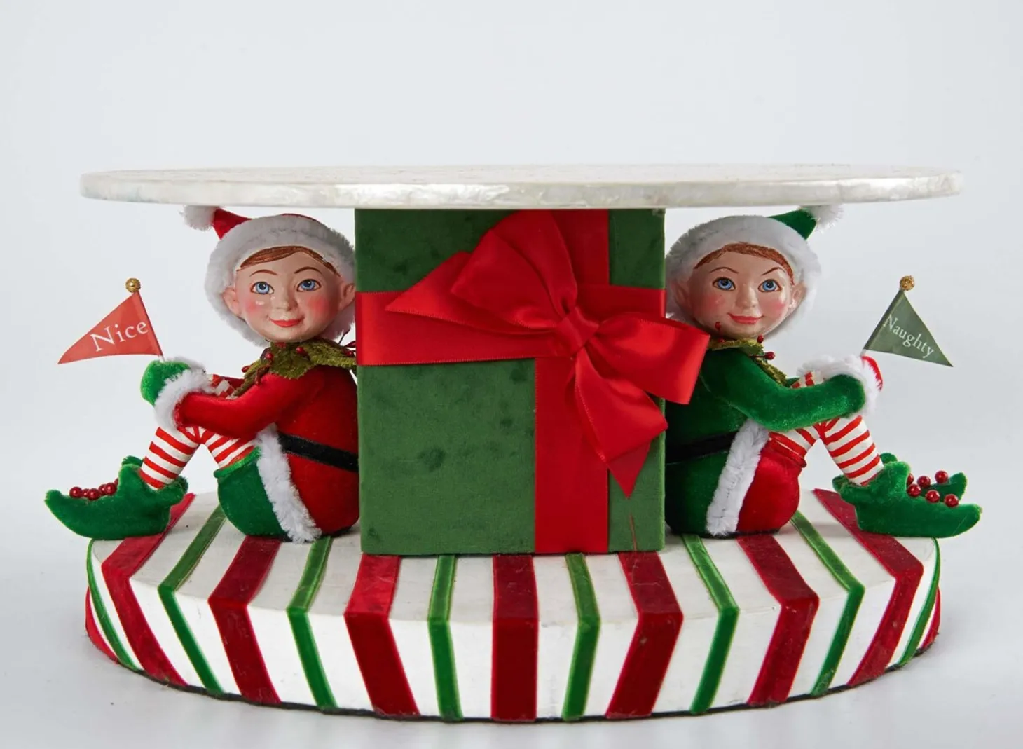 Katherine's Collection 13.25" Santa Claus Is Coming To Town Naughty And Nice Cake Stand 28-128245
