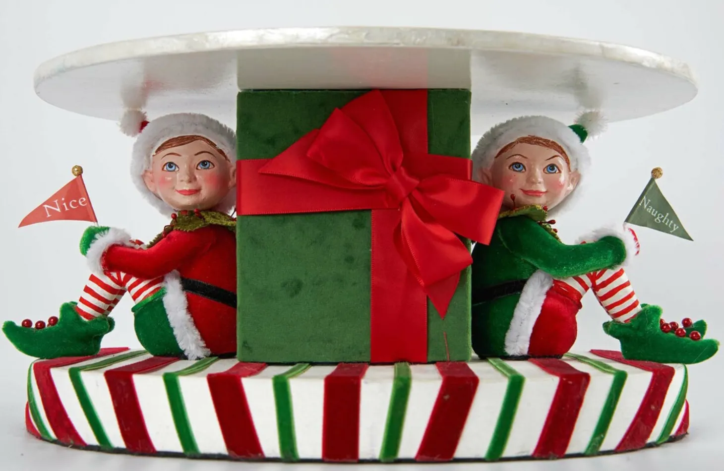 Katherine's Collection 13.25" Santa Claus Is Coming To Town Naughty And Nice Cake Stand 28-128245