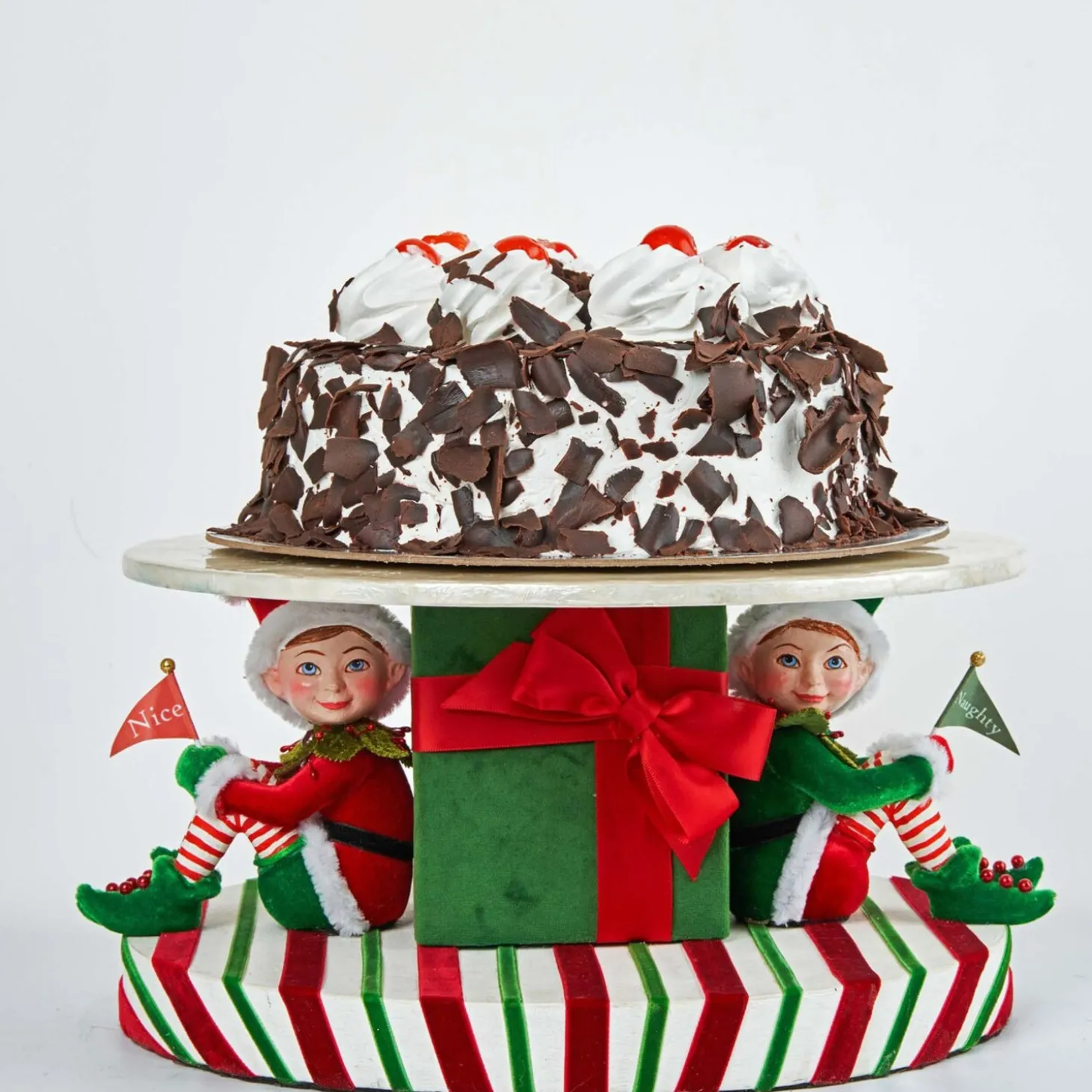 Katherine's Collection 13.25" Santa Claus Is Coming To Town Naughty And Nice Cake Stand 28-128245