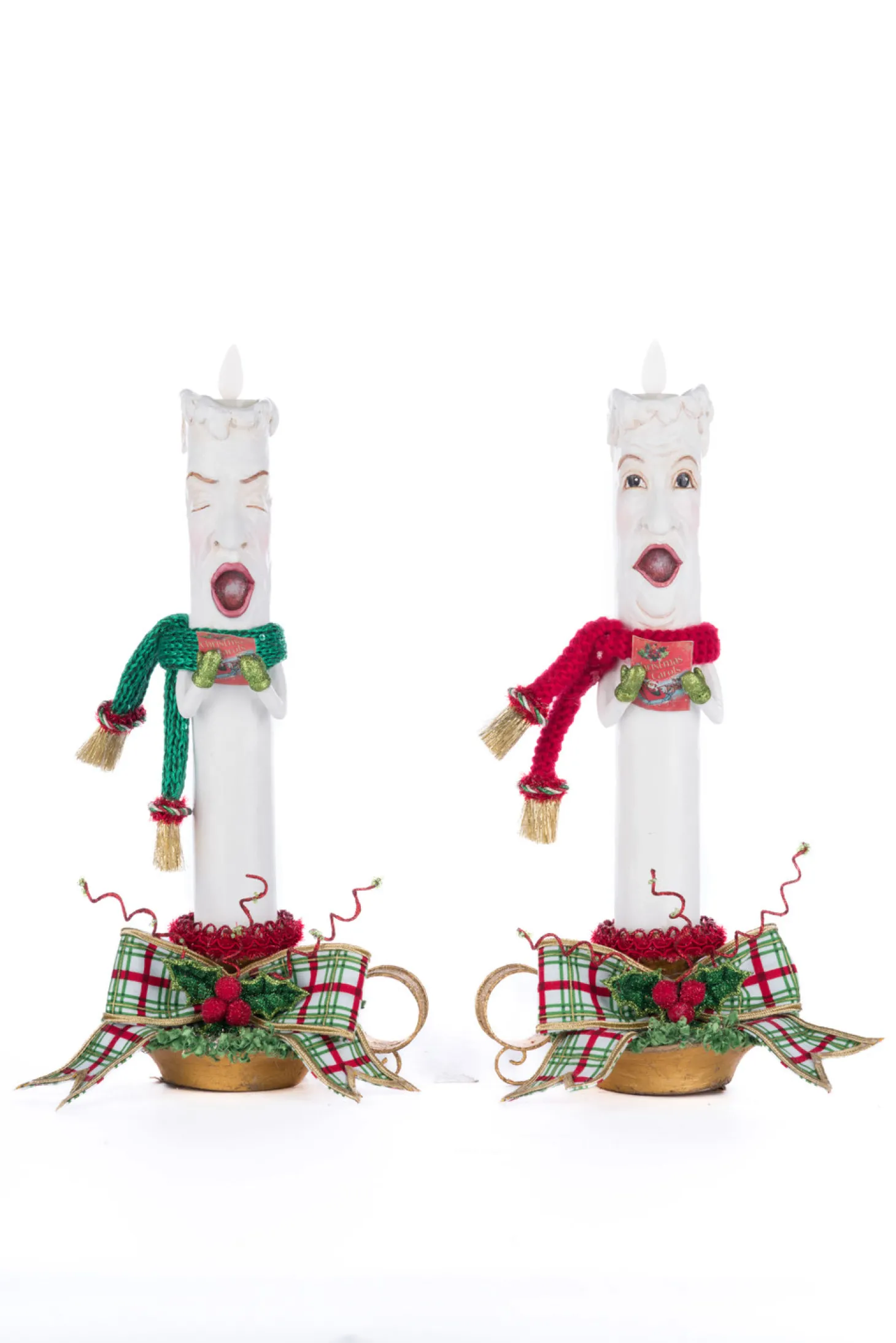 Katherine's Collection 12.5" Set Of 2 Village Of Holly Woods Caroling Candles Christmas Decoration 28-428536