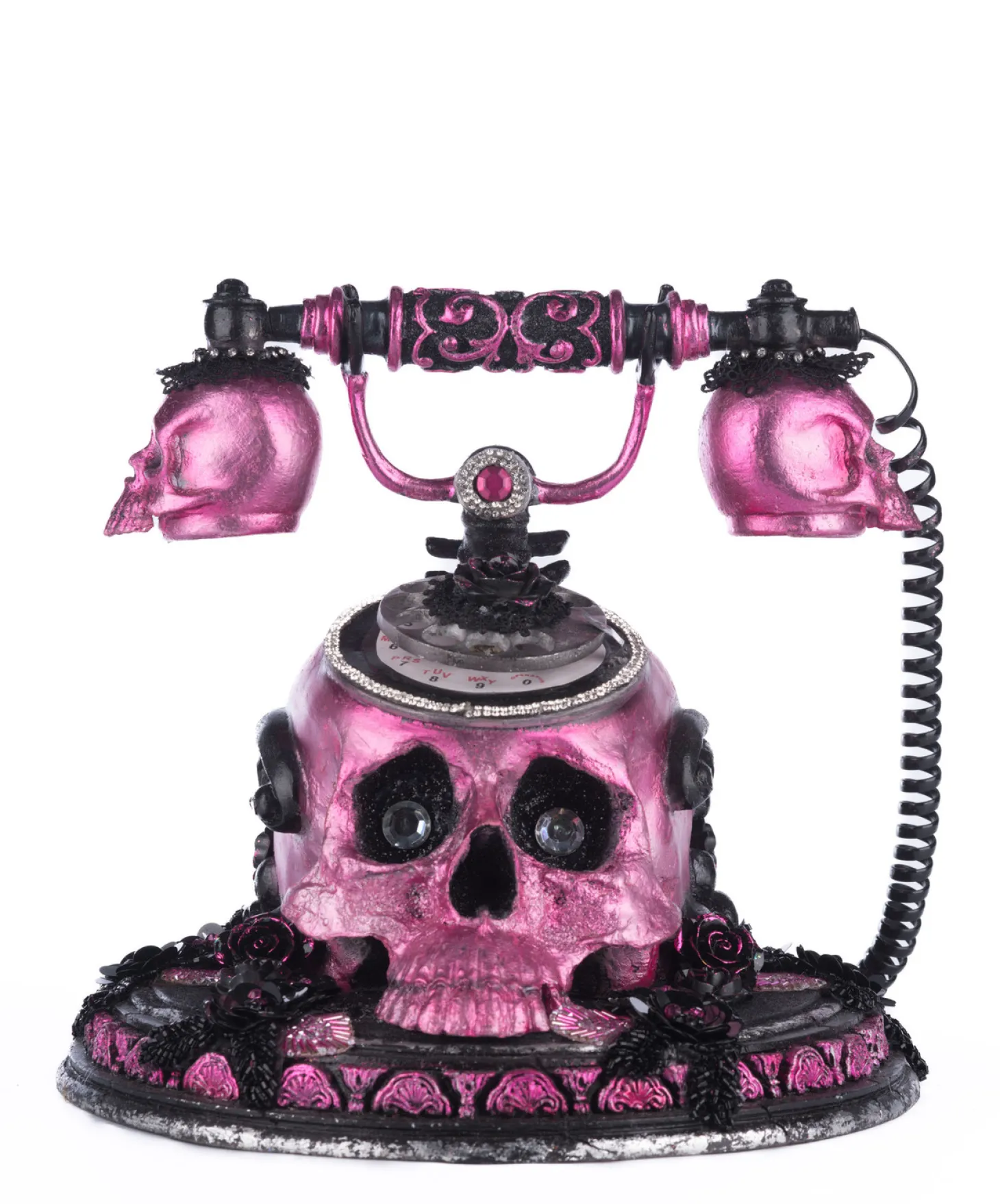Katherine's Collection 11" Skull And Roses Phone Tabletop Halloween Decor 28-428149